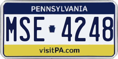 PA license plate MSE4248