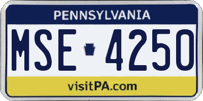 PA license plate MSE4250