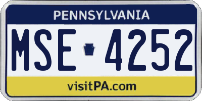 PA license plate MSE4252