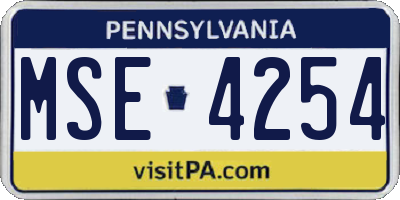 PA license plate MSE4254