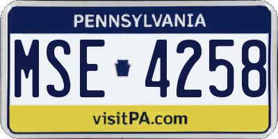 PA license plate MSE4258