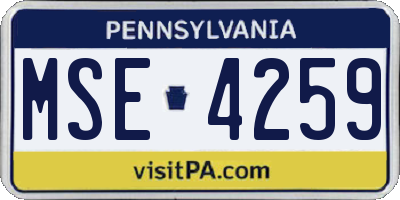 PA license plate MSE4259