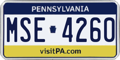 PA license plate MSE4260