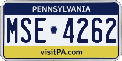PA license plate MSE4262