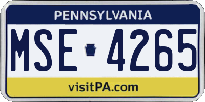 PA license plate MSE4265