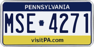 PA license plate MSE4271