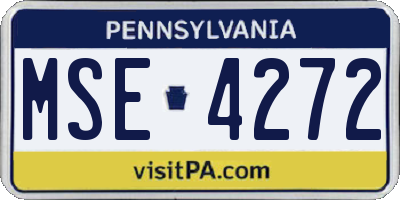 PA license plate MSE4272