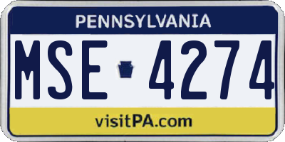 PA license plate MSE4274