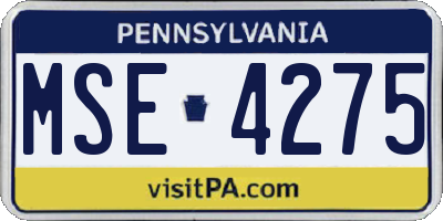 PA license plate MSE4275
