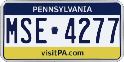 PA license plate MSE4277