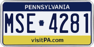 PA license plate MSE4281