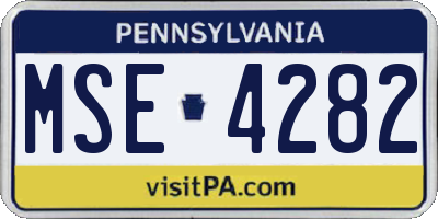 PA license plate MSE4282