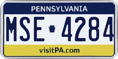 PA license plate MSE4284