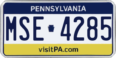 PA license plate MSE4285