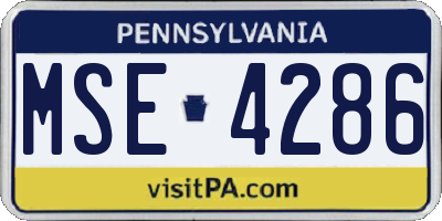 PA license plate MSE4286
