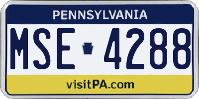 PA license plate MSE4288