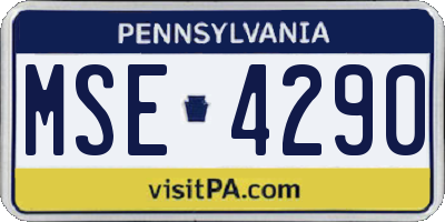 PA license plate MSE4290