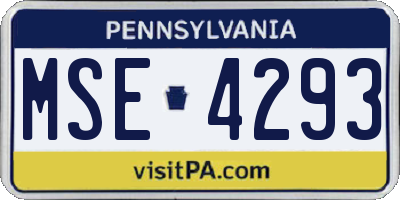 PA license plate MSE4293