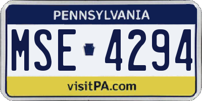 PA license plate MSE4294