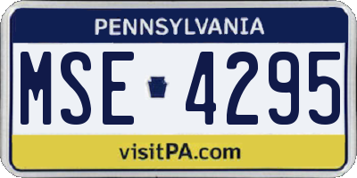 PA license plate MSE4295