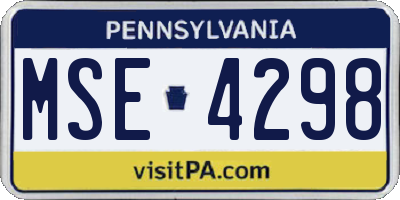 PA license plate MSE4298