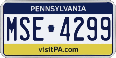 PA license plate MSE4299