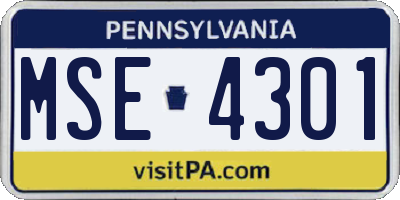 PA license plate MSE4301