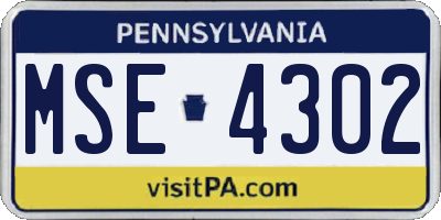 PA license plate MSE4302