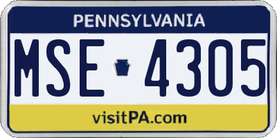 PA license plate MSE4305