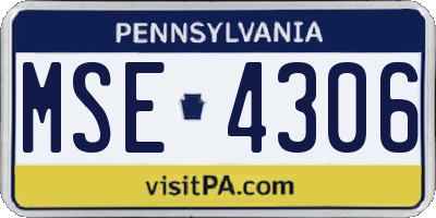 PA license plate MSE4306