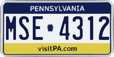 PA license plate MSE4312