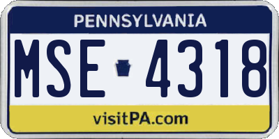 PA license plate MSE4318