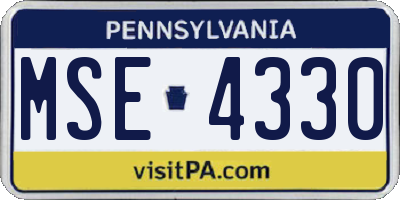 PA license plate MSE4330