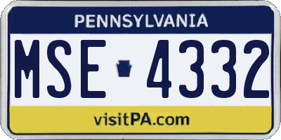 PA license plate MSE4332