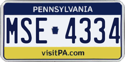 PA license plate MSE4334