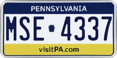 PA license plate MSE4337