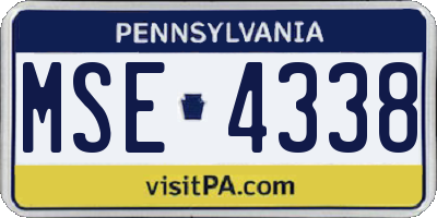 PA license plate MSE4338