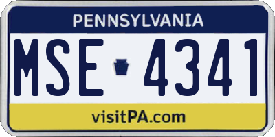 PA license plate MSE4341