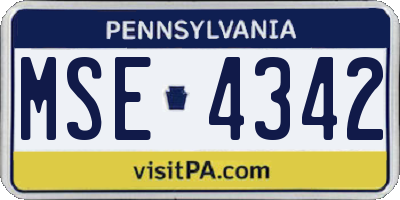 PA license plate MSE4342