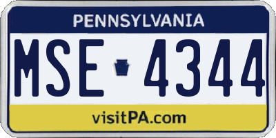 PA license plate MSE4344