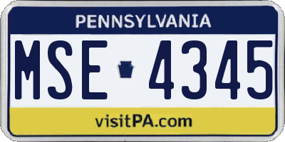 PA license plate MSE4345
