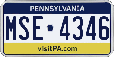 PA license plate MSE4346
