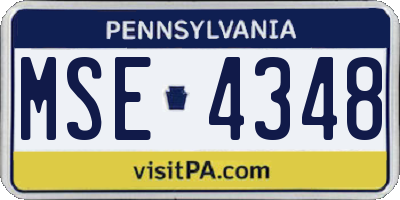 PA license plate MSE4348