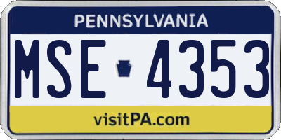 PA license plate MSE4353