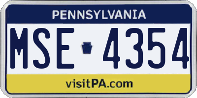 PA license plate MSE4354