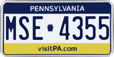 PA license plate MSE4355