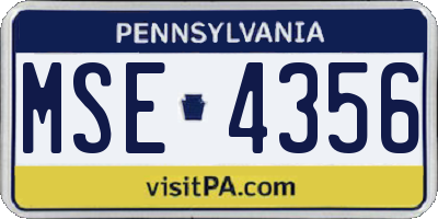 PA license plate MSE4356