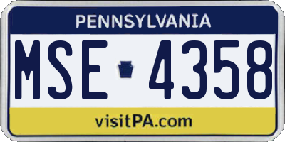 PA license plate MSE4358