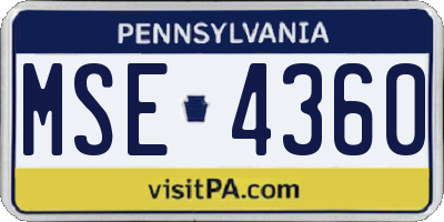 PA license plate MSE4360
