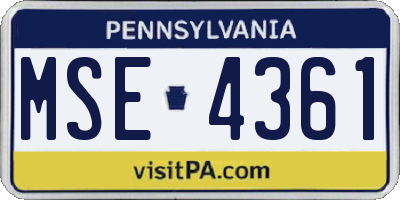 PA license plate MSE4361